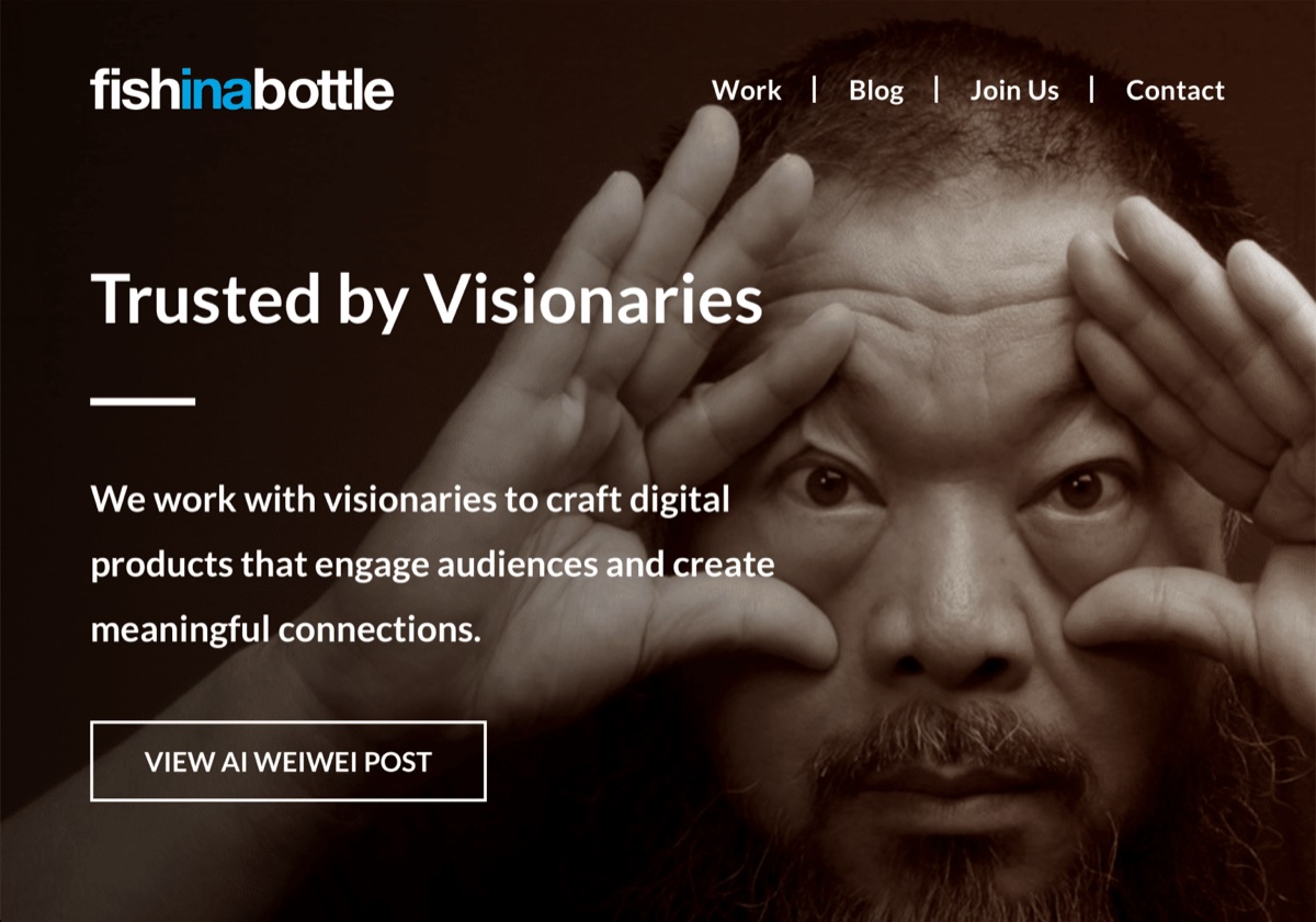 Fishinabottle website: Trusted by Visionaries