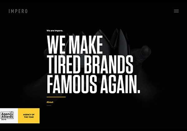 Impero website: We make tired brands famous again